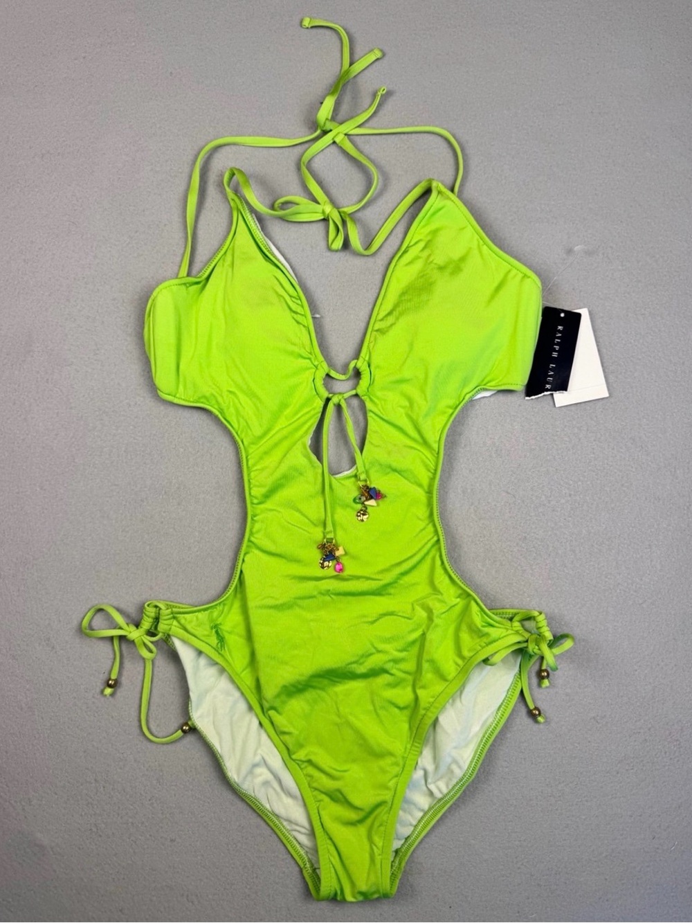 Ralph Lauren Neon Lime Cutout One-Piece Swimsuit